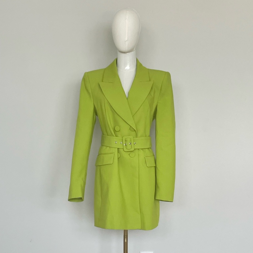 Zara Lime Green Belted Blazer